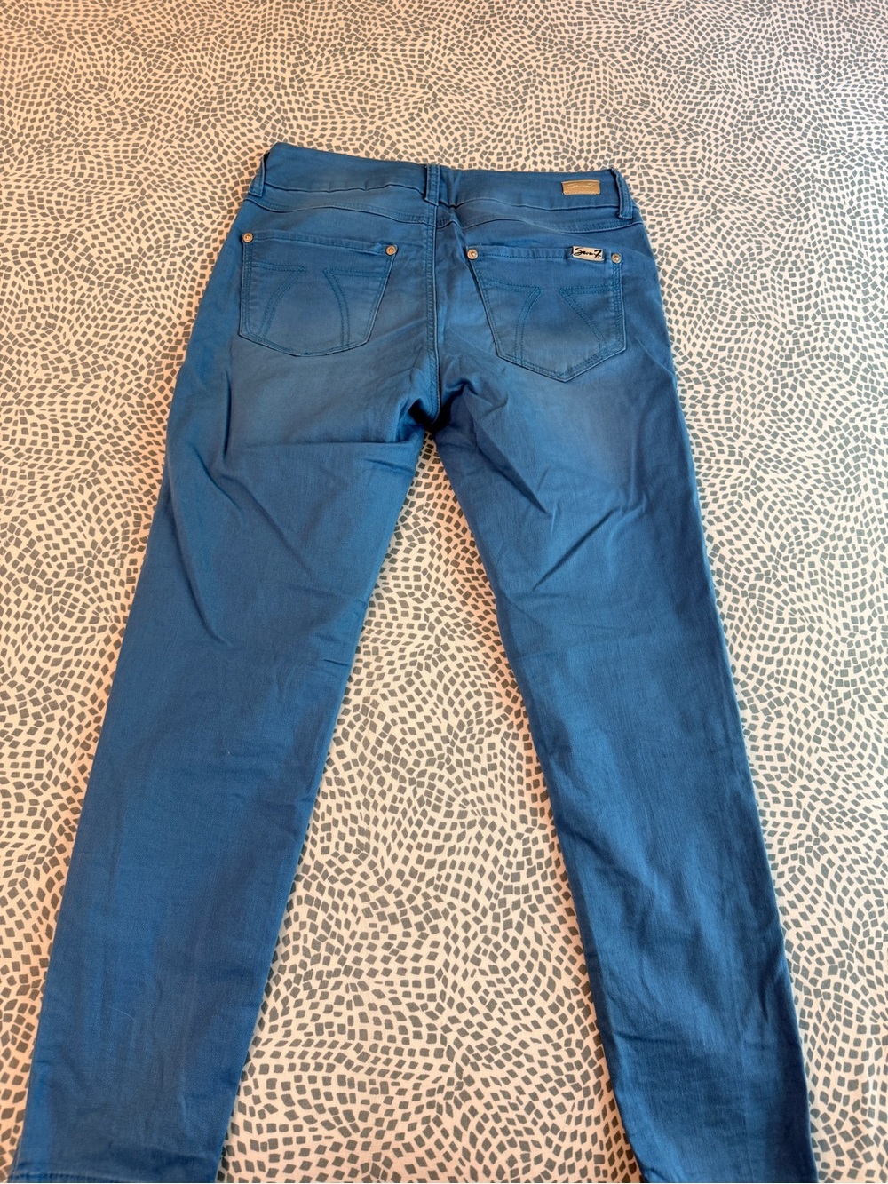Seven7 Vibrant Blue Ankle Skinny Jeans Womens Mid Rise Denim - Picture 5 of 15